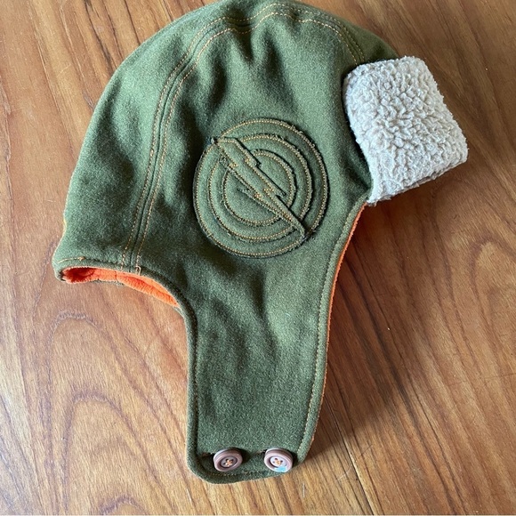 Bula Sherpa Trapper Hat Wool Aviator Winter Olive Green Orange Ear Flap - Picture 7 of 7